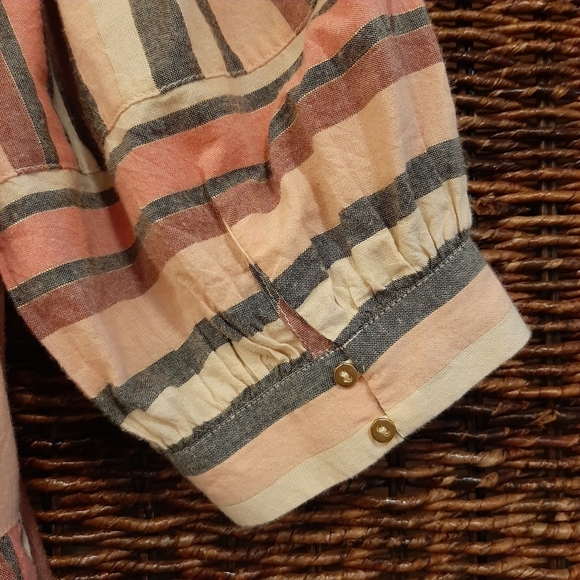 Ulla Johnson Puff Sleeve Dress Metallic Striped Knee Length Tent Tiered Pocket 4 - Picture 4 of 12